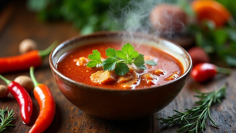 spicy broth with seasonings